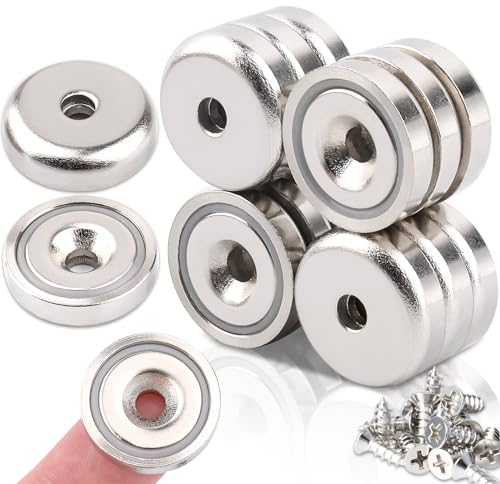 15 Stück Neodym Magnete mit Loch,Neodym Magnete Extra Stark 10 KG Kraft,20MM Magnet zum Anschrauben Magnete,Senkkopf-Topfmagnet mit Schrauben Starke Magnete für Küchen Kühlschrank, Badezimmer, Büros