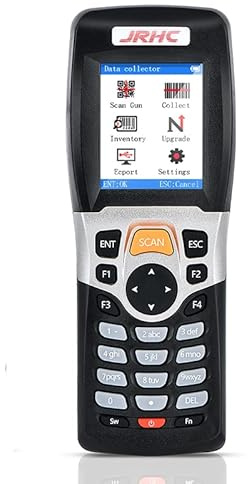 JRHC Scanner de codes-barres sans fil, collecteur de données portable, lecteur de codes-barres USB, 1D PDT avec écran LCD couleur TFT de 5,6 cm pour magasin, supermarché, entrepôt