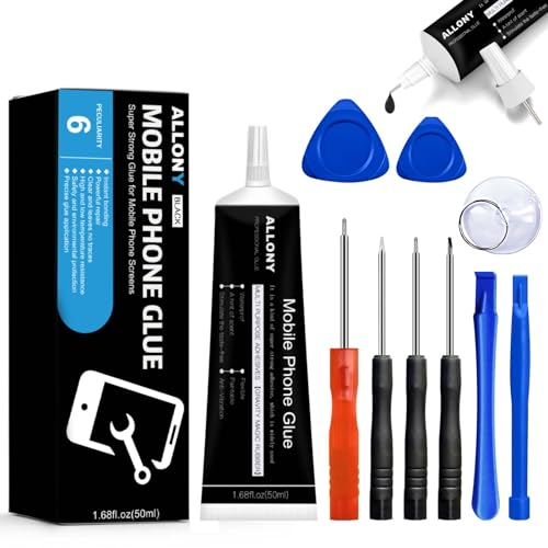ALLONY Handy Display Kleber, Smartphone display kleber, Smartphone Handy Reparatur Kleber mit Kleinen Präzisionsnadeln Anti-Verstopfung für Gehäuseteile Display Touchscreen Glas-50ml