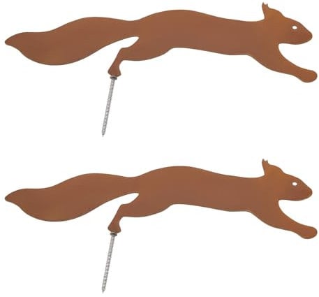LT Easiyl 2PCS Metal Rusty Running Squirrel to Screw in Wood Rust Silhouette Squirrel Garden Stake Rust Rusty Garden Decoration for Home Garden Yard Outdoor 30x9mm