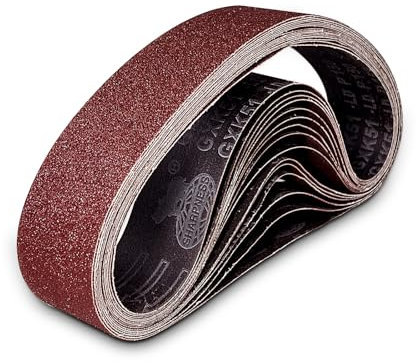 15 Pièces Bande Abrasive 50 x 686 mm, Bandes Abrasives Mixte (3 x Grains 80/120/150/240/320) Ensemble de Bandes Abrasives, pour Ponceuses à Bande