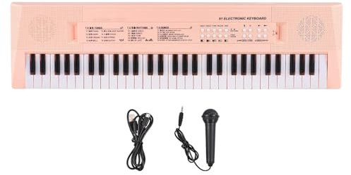 Electronic Keyboards For Adults 61 Key Electronic Keyboard Piano Musical Instrument With Microphone Dual Power Mode Music Piano Keyboard 6 Songs(Pink)