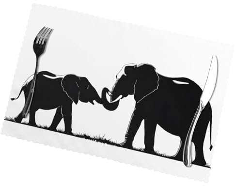 Platzsets mit altem Elefant und jungen Elefanten, 6 Stück. Hitzebeständige Tischsets können gewaschen und wiederverwendet werden. Dick und langlebig, Tischmatte: 30 x 45 cm.