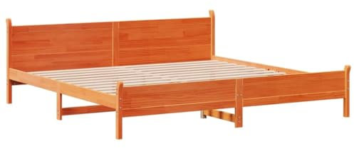 vidaXL Massivholzbett, Holzbett ohne Matratze, Bettgestell mit Kopfteil Lattenrost, Bett Doppelbett für Schlafzimmer, Wachsbraun 180x200cm Kiefernholz