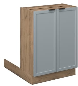 Vicco Kücheninsel Fame-Line, Hellblau-grau, 60 cm | MDF-Front · 1 Einlegeboden · Höhenverst. Füße · Metallgriffe · Soft-Close