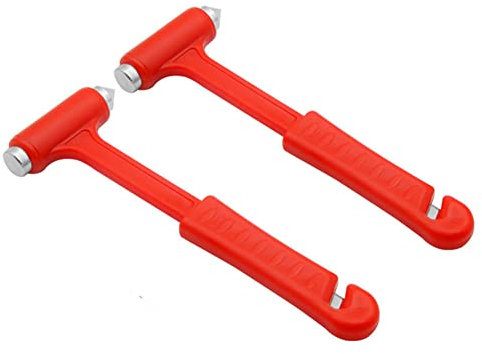 Tragbarer Hammer Break Fenster Glas Hammer Multitools 2pcs Multifunktionales Notfallauto -Fluchtwerkzeug Car Safety Tool Auto Escape Hammer rot