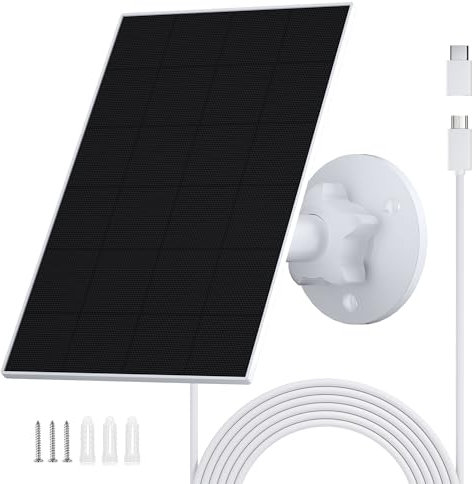 Solarpanel für Überwachungskamera,2.5W Monokristalline Solarmodule für DC 5V Akku Kamera Outdoor,Türklingel und Außenbeleuchtung mit USB und USB-C Anschluss,IP65 3m Kabel,360° Einstellbare Halterung