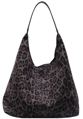 NOTAG Damen Handtaschen, Leopardenmuster Shopper Hobo Tasche Vintage Schultertasche (Schwarz)