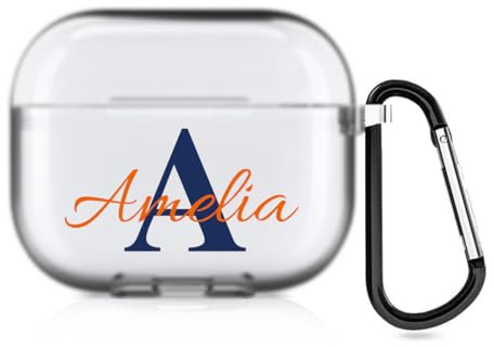Personalisierte 2-seitige Hülle für Apple AirPods 4, gestalten Sie Ihre eigene Hülle mit Ihrem Namen und Foto, niedliche Hülle zum Valentinstag (Halb-Klar)