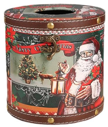 F Fityle Porta fazzoletti Natalizi, in Legno, Cartone Animato, Grazioso Porta fazzoletti Decorativo, Decorazione Natalizia per scrivania, Camera da Letto, Babbo Natale