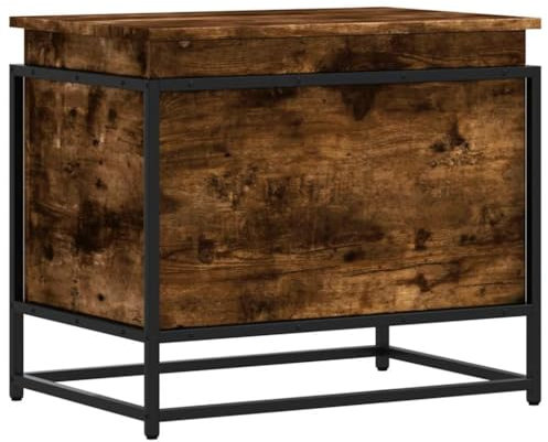 vidaXL Caja de almacenaje con Tapa Madera Roble Ahumado 60x40x51,5 cm, Caja de Mantas, baúl de almacenaje, Caja de almacenaje de Juguetes