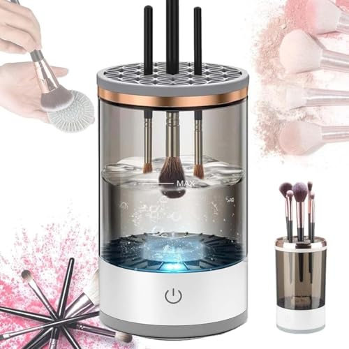 Electric Makeup Brush Cleaner, Fast Makeup Brush Cleaner Machine with Makeup Brush Cleaning Mat, Beauty Blender Cleaners for All Size Makeup Brush, Great Presents for Makeup Friends(Black)