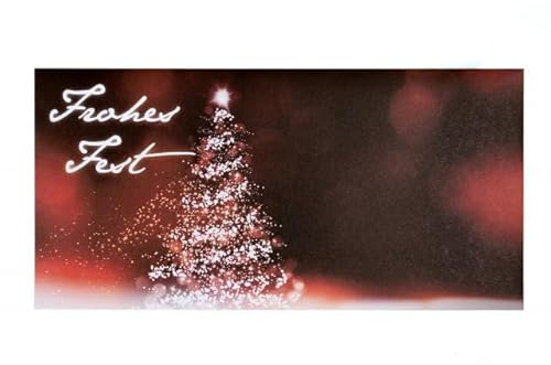 Kuvertwelt Weihnachtsumschläge Rot Glitzer-Baum | DIN Lang 220 x 110 mm | Festliche Briefumschläge mit Rentiermotiv, 25er-Pack, aus robustem Papier mit glatter, zuverlässiger Haftklebung.