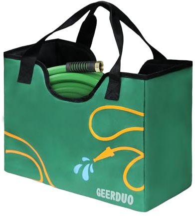 GeerDuo Garden Hose Storage Bag, Portable Expandable Hose Holder for 50-100ft Tube (Green)