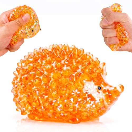 1 x orangefarbener Igel-Stressball, Handgriff-Stärker für Erwachsene | Soft Animals Squishies, Handübungsball für Erwachsene Handtherapie, Muskelverspannungen und tägliches Fingerkrafttraining