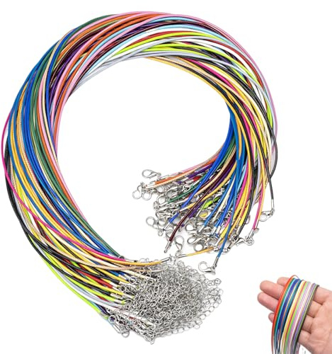 LACHT 30 pcs Cordoncini per collana,filo per collane,in pelle artificiale, con moschettone, in corda intrecciata, per fai da te, collana unisex,