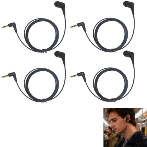 Fllyvly Einseitiger In-Ear-Mono-Ohrhörer, 3,5-mm-Anschluss, Langlebig und Kompatibel mit Smartphones, MP3/MP4-Playern, Laptops, Tablets Kopfhörer für Reiseleiter - Einohr-Nutzung (4 Stück)