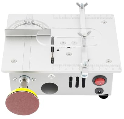 Mini Tischkreissäge, 96W Kleine Tischsäge mit 7 Geschwindigkeitsstufen & 5000 U/min, Tragbare Tischkreissägen für Holz Acryl Metall, 0.1-15mm Schnitthöhe verstellbar