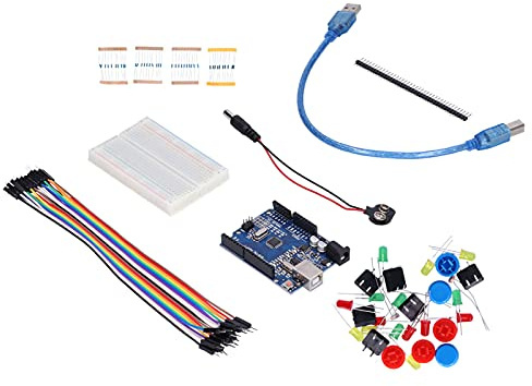 Development Board Starter Kit R3 DIY Electronics Learning Kit with Breadboard LED Jumper Wires Buttons Resistors for School Lab STEM Education Projects