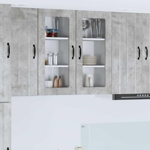 QJBSAVVA Küchenschrank Beton Grau 40 x 31 x 80 cm aus Holzwerkstoff Moderner Vorratschrank mit 3 Regalen Robust und Langlebig für Küche Flur Büro