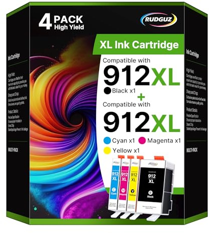912 Druckerpatronen 912 XL Kompatible für HP 912 Druckerpatronen 912XL Multipack für HP OfficeJet Pro 8022 Patronen 8020 8023 8024 8025 OfficeJet 8010 8012 8014 (Schwarz Cyan Magenta Gelb, 4er-Pack)