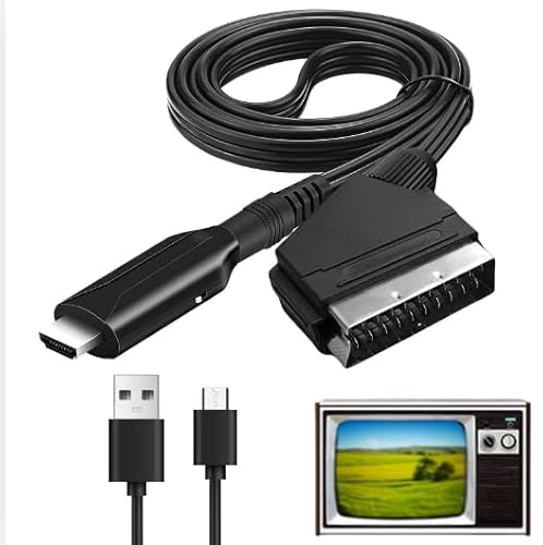 Equiyoal Convertitore da HDMI a SCART 1080P Adattatore da HDMI a scart Supporto Scaler HD Video
