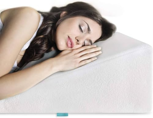 LOVETRENDS Gel Memory Foam Bed Wedge Pillow 10 Inch – Cooling Elevated Support Cushion for Lower Back Pain, Acid Reflux, Heartburn, Allergies and Snoring with Ultra Soft Breathable Cover