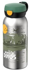 Mepal - Isolierflasche mit Klappdeckel Campus - Deckel springt per Knopfdruck auf - Hält Getränke auf Temperatur - Trinkflasche Kinder Kohlensäure Geeignet - Auslaufsicher - 500 ml - Dino
