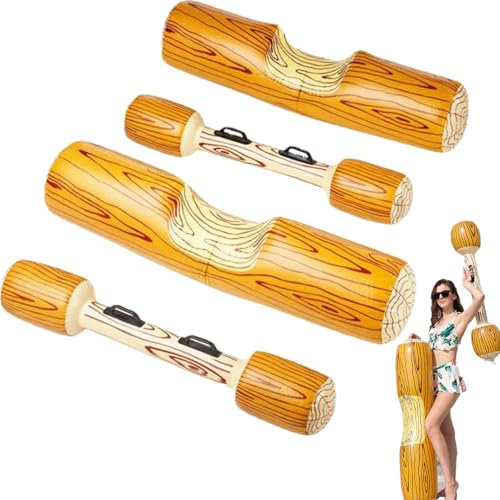 Radeau à bûches de bataille, jouet de radeau à bûches de bataille de combat dans la piscine – 4 pièces pour la piscine, jeux de sports nautiques, grain de bois flottant, jouets gonflables