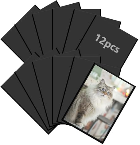LEIMEND 12 Stück Magnetische Bilderrahmen 9,3 x 6,3 cm Kleine Magnet | Bilderrahmen für Selbstgemachte Fototiles Geeignet für Fotos Bilder Karten und Postkarten (Schwarz)