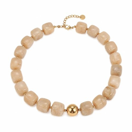 SIXDUTON Halskette Damen Bunt Harz Perlenkette, Statement Choker Kette Boho Verstellbar Modeschmuck für Sommer Strand Alltag