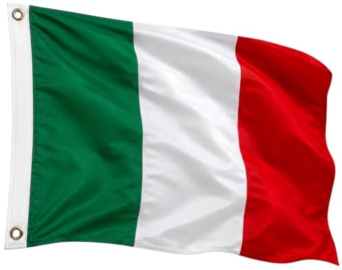 Bandiera Italia 60x90 cm Italiana Poliestere Resistente Esterno e Interno | Tessuto di Alta qualità | Cuciture Rinforzate | Occhielli in Ottone | Colori Vivaci | Facile da Fissare | Utilizzo Versatile