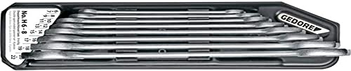 GEDORE Doppelmaulschlüssel Satz, Set 8-teilig im Halter, SW 6-22 mm, metrisch, flach, Schraubenschlüssel Set, matt verchromt, H 6-8