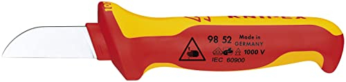 Knipex Coltello per Elettricisti Impugnatura Isolante, in Materiale Bicomponente, Collaudato Vde 190 Mm (Confezione Self-Service/Blister) 98 52 Sb