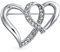 Épingle De Mariage Romantique En Cristal Clair Brillant Pour La Mode Nuptiale - Grande Déclaration - Épingle Pour Femme En Forme De Cœur Doublement Imbriqué - Plaqué Argent