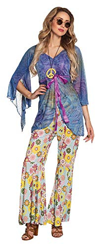 Boland - Erwachsenen-Kostüm Flower-Power Woman, Hose, Shirt und Halskette, Set, Karneval, Mottoparty