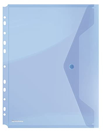DONAU-Kuvertmappe mit Klammer 8540001PL-1 Blau, Dokumententasche zum Abheften Dokumentenmappe/ Sammelmappe Eurolochung zum Abheften Transparent für Schule Büro Qualität PP öko/Kunststoff Plastik