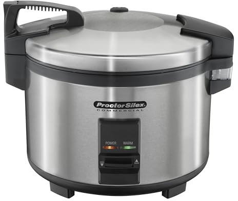 Proctor Silex Commercial 37540 Rice Cooker/Warmer, 40 Cups Cooked Rice, Non-Stick Pot, Hinged Lid, Stainless Steel Housing