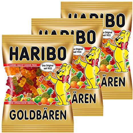 Haribo Or Ours, Lot de 3, Caoutchouc – Babyours – Vin en Caoutchouc, Fruit Caoutchouc en Sachet, Pochette