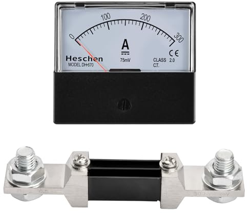 Heschen DH-670 DC Rechteckiger Strommesser für Schalttafeleinbau, Amperemeter, Tester, 0–300 A,75 mV, Klasse 2, mit Nebenschlusswiderstand