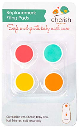 Replacement Filing Pads for Cherish Baby Care Electric Baby Nail Trimmer - Includes 4 Colour Filing Discs for Newborn to Toddler