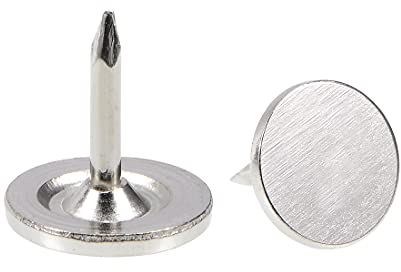 sourcing map Clou Tapissier Clou Ameublement Clou Meuble Punaise Pointe Tapissier Tapis Décoration 9.5mmx10mm Plat Tête épingles Argenté pour Sofa Dosserets 150 Pcs