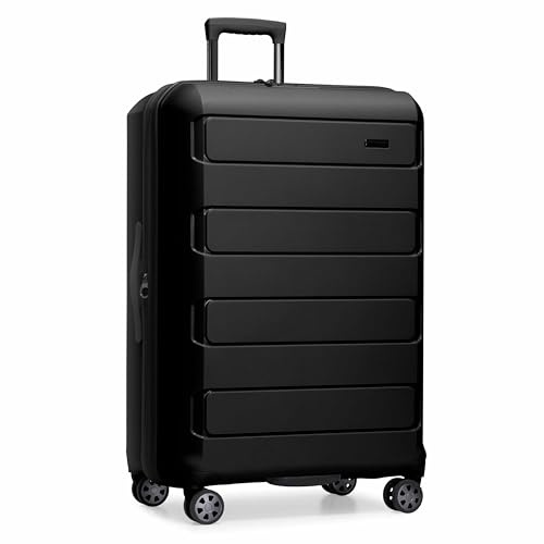 Traveler's Choice Pagosa Hardshell Expandable Luggage with Spinner Wheels, Black, 26-Inch Medium