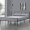 [en.casa] Metallbett 120 x 200cm Dunkelgrau Bettrahmen Jugendbett Stahlrahmen Einzelbett Bettgestell