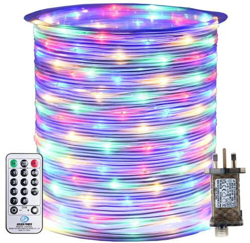 RcStarry 50M 500 LED Rope Lights, 8 Modes, Timer, Remote, Plug in Indoor Outdoor String Lights,Multi-Color, IP67 Waterproof Fairy Lights for Garden, Patio, Deck, Landscape Lighting, Bedroom and More