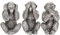 Thorne Antiques & Collectables Set di tre scimmie sagge ornamenti in finitura argento antico – vedere, ascoltare e parlare nessun male
