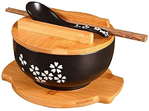 1000 Ml Bol De Nouilles En Céramique Cuillère Bol Tapis Avec Couvercle Bol De Nouilles Instantanées Bol À Soupe Coréenne Bol De Riz Ensemble De Couverts