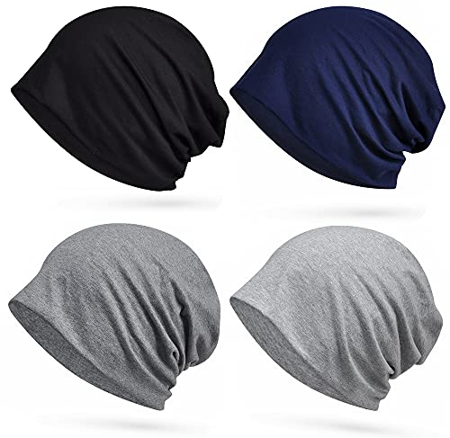 ELLEWIN Sommermütze, Baumwolle, Hip-Hop, weich, leicht, Laufmütze, für Erwachsene, Zwergmütze, Chemo-Kappe für Männer und Frauen - Schwarz - Medium-Large