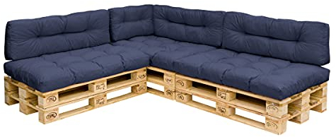 Royal Schneider Set Sitzkissen Rückenkissen Palettensofa Palettenpolster - 7er Set - 3Stk. 120x80 + 3Stk. 120x40 + 1Stk. 60x40, Farbe - Navy