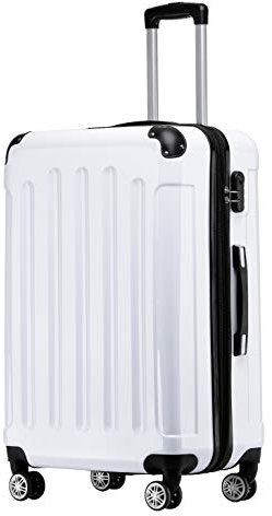 BEIBYE Zwillingsrollen 2048 Hartschale Trolley Koffer Reisekoffer in M-L-XL-Set in 15 Farben (White, M)